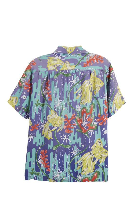Purple Floral & Fish Kamehameha Hawaiian Shirt, , large image number 2