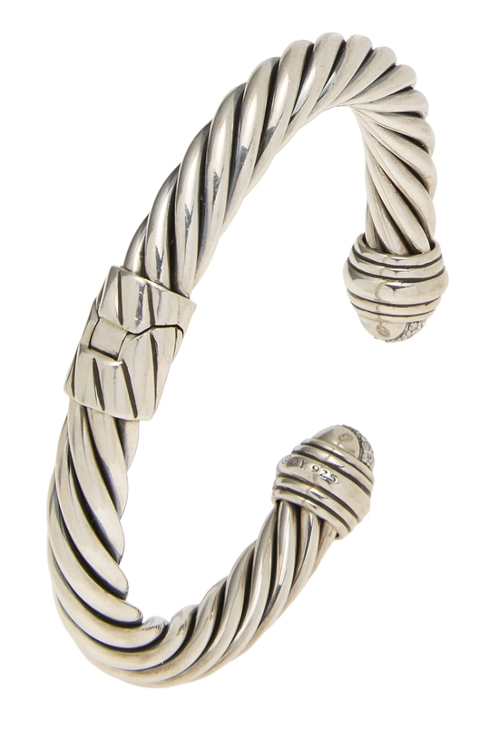 Silver Classic Cable Hinged Bracelet, , large image number 1