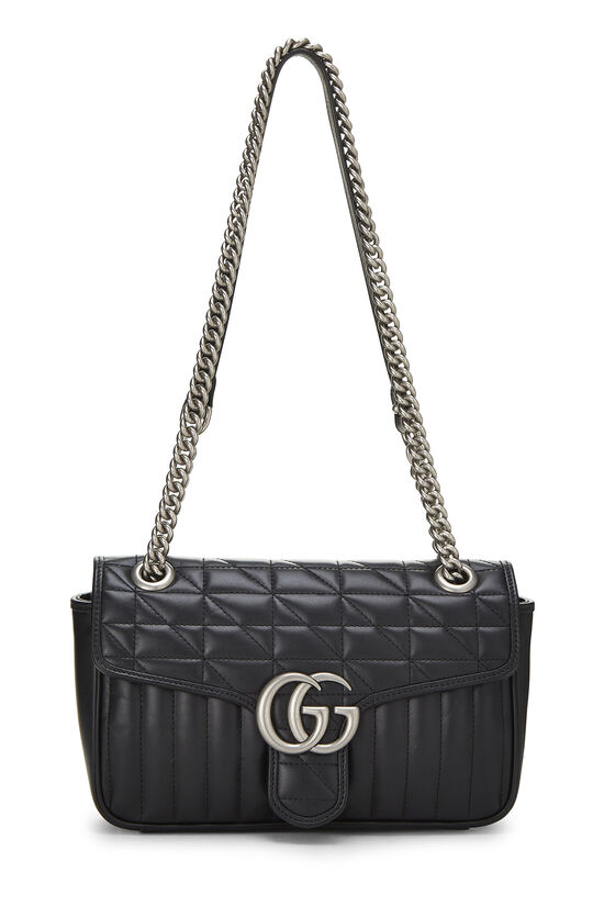 Black Leather GG Marmont Shoulder Bag Small, , large image number 0