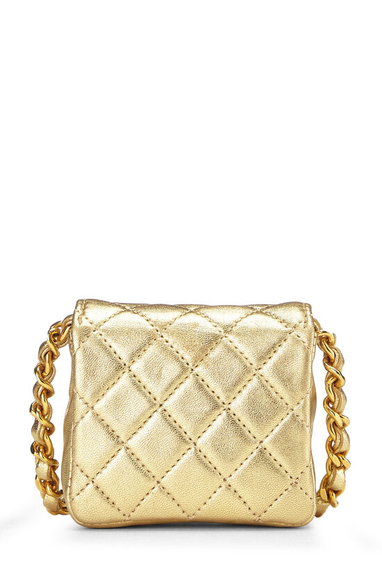 Metallic Gold Quilted Lambskin Half Flap Micro, , large image number 4