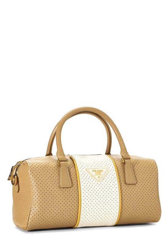 Multicolor Perforated Leather Boston Bag, , large image number 1