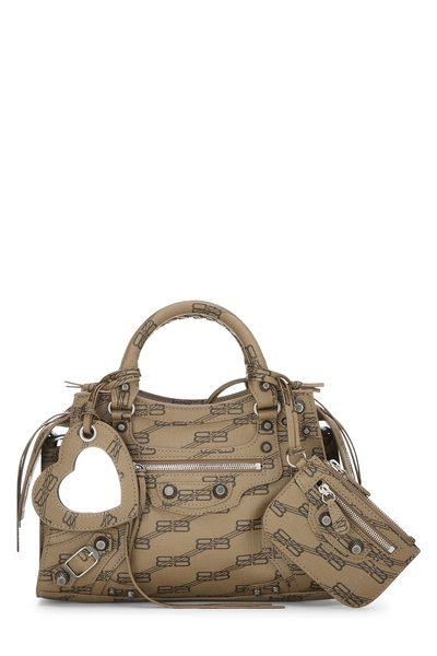 Brown Coated Canvas Neo Le Cagole Shoulder Bag XS