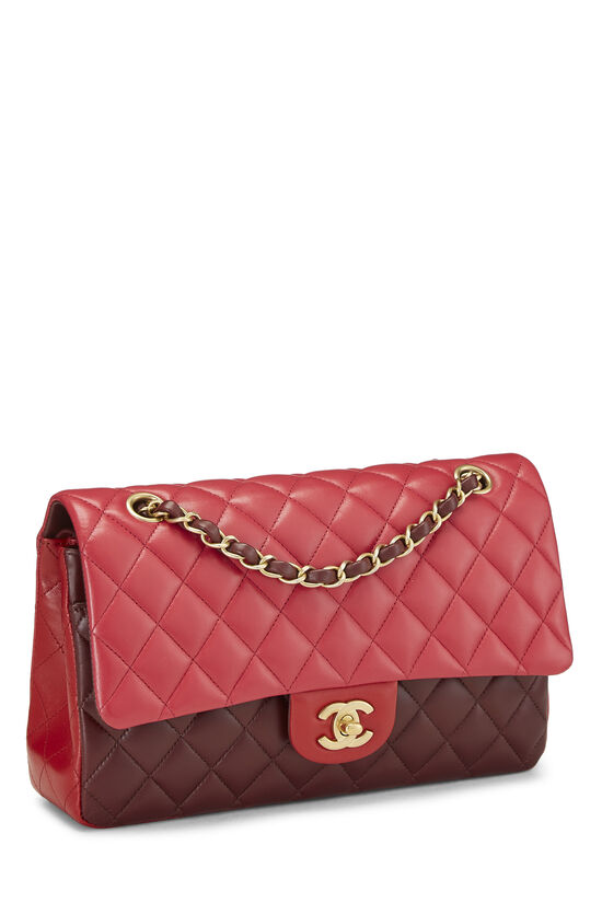 Vintage CHANEL deep red color classic quilted lamb leather tote