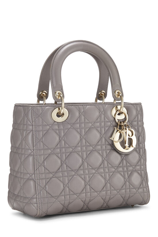 Grey Cannage Quilted Lambskin Lady Dior Medium, , large image number 1