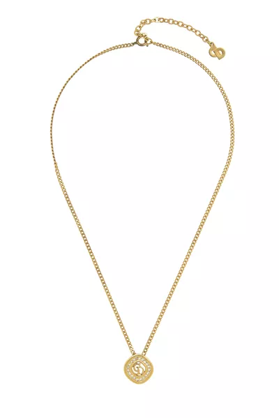 Gold Crystal 'CD' Necklace