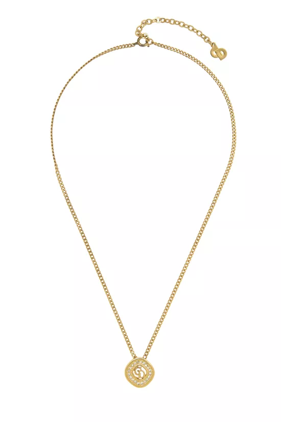 Gold Crystal 'CD' Necklace, , large image number 0