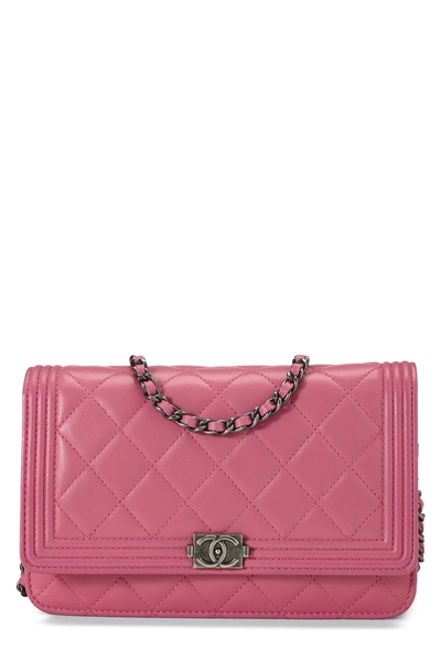 Chanel Pink Lambskin Boy Wallet on Chain (WOC) — photo 1