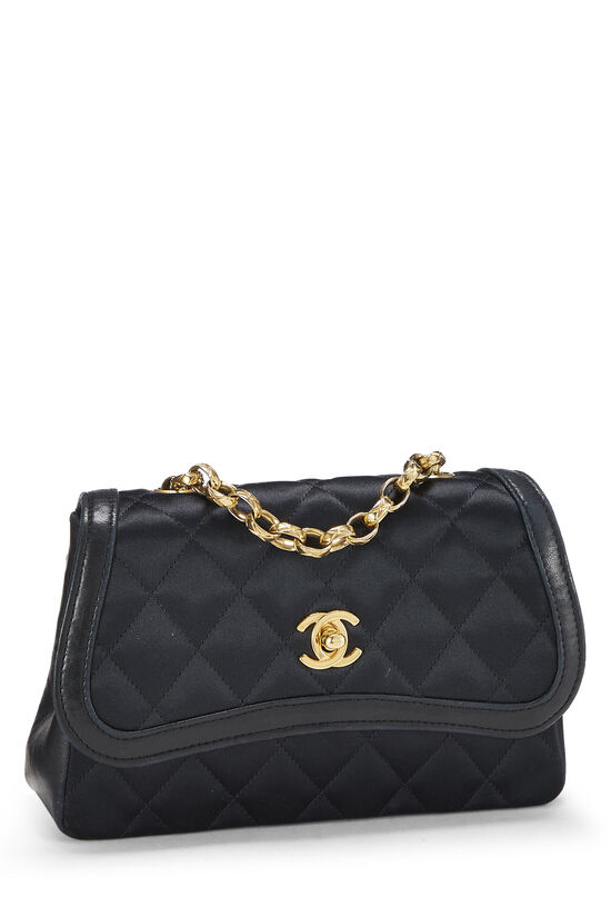 Chanel Black Quilted Satin Mini Vintage Classic Single Flap Bag