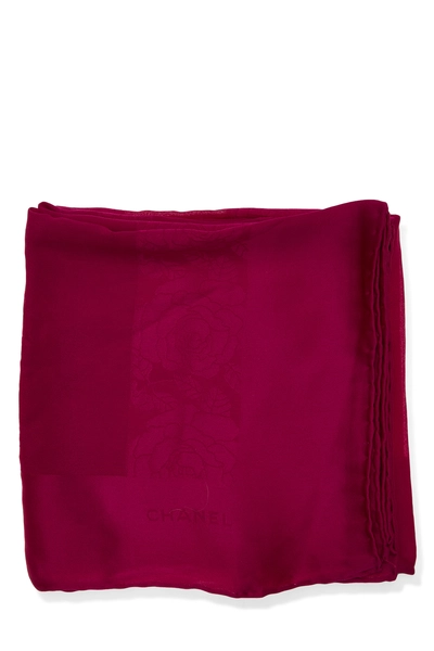 Pink Silk Camellia Scarf, , large
