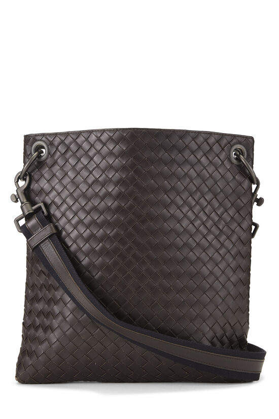 Brown Intrecciato Flat Messenger Bag, , large image number 3