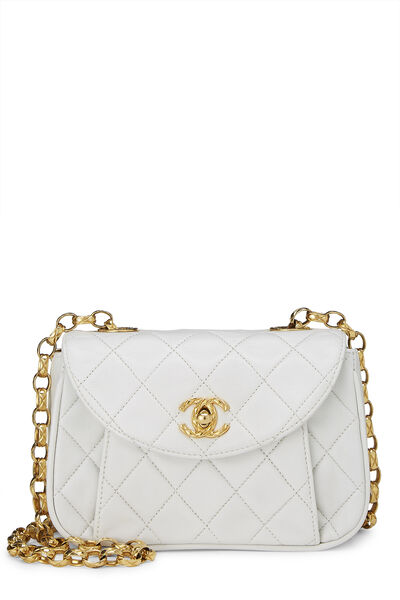 White Quilted Lambskin Shoulder Bag Mini