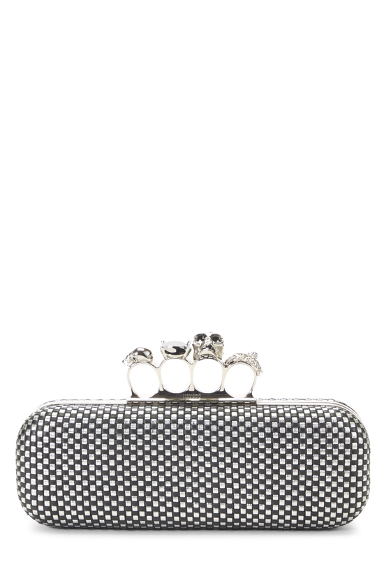 Silver Leather Knuckle Clutch, , large image number 0