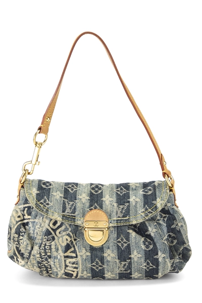 Blue Monogram Raye Denim Pleaty Mini