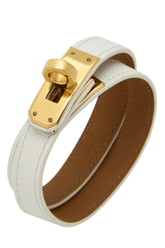 White Epsom Leather Kelly Double Tour Bracelet, , large image number 0