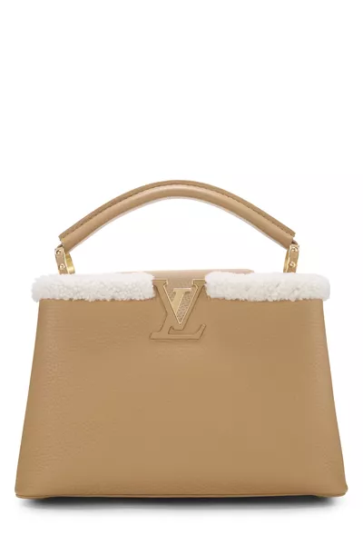 Brown Shearling Capucines BB