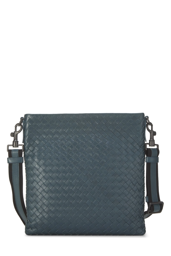 Blue Intrecciato Flat Messenger Bag, , large image number 0