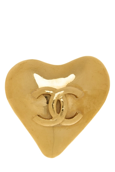 Gold 'CC' Heart Pin