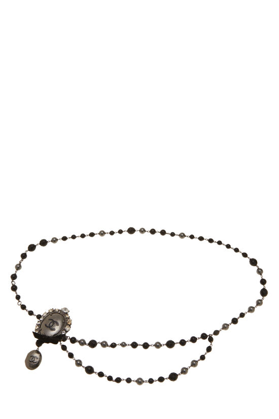 Chanel 9 Silver CC Crystal Gold Chain Belt Necklace - LAR Vintage