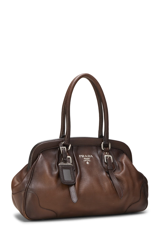 Brown Vitello Daino Frame Handbag, , large image number 1