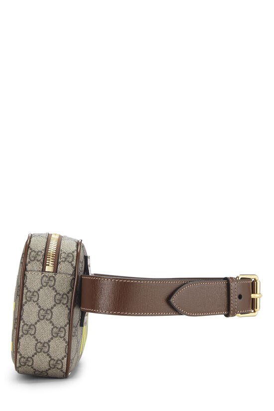 Gucci // Beige & Brown Canvas Leather Trimmed GG Supreme Belt