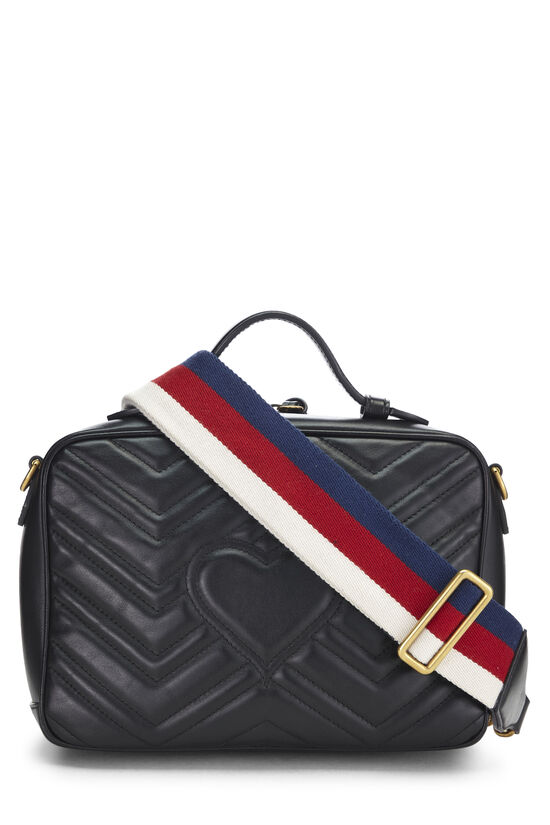 Black Leather GG Marmont Top Handle Shoulder Bag Small, , large image number 4