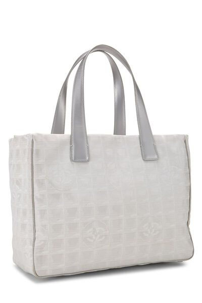 Silver Nylon Travel Line Tote Medium, , large