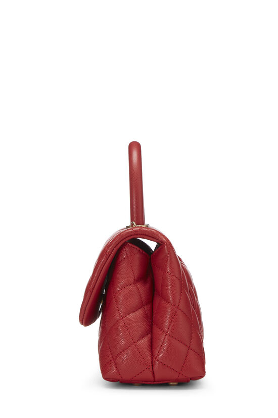 Red Quilted Caviar Coco Handle Bag Mini, , large image number 3