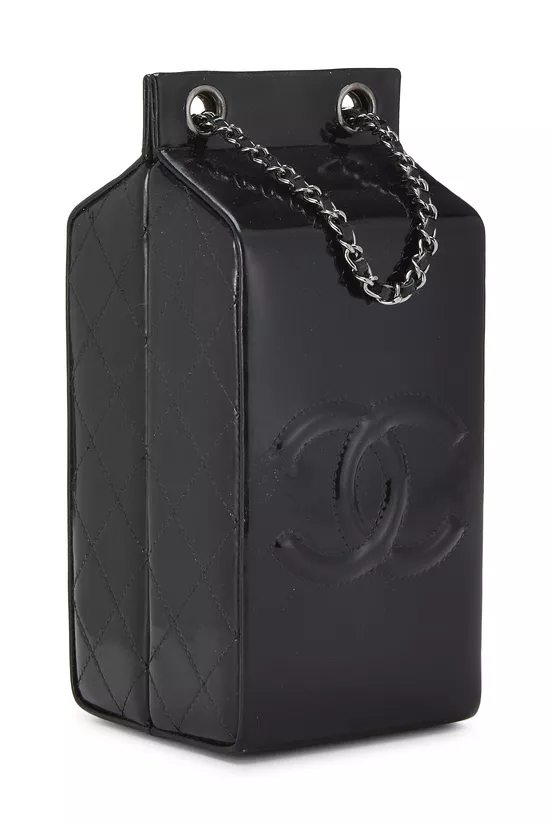 Black Patent Leather Milk Carton Bag, , large image number 1