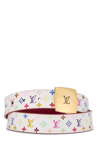 Takashi Murakami X Louis Vuitton White Monogram Multicolore Ceinture 80	