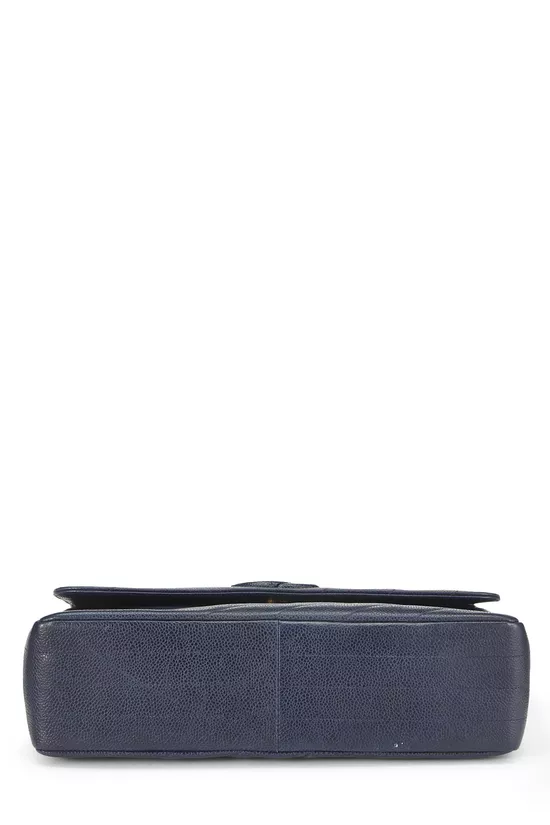 Navy Caviar Diagonal Quilted Shoulder Bag Jumbo, , large image number 4