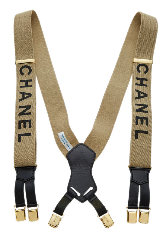 Chanel Chanel Black x White Suspenders Gold Tone