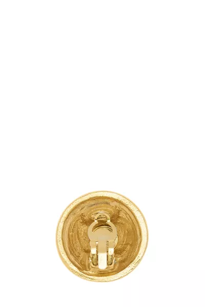 Gold Round 'CC' Earrings, , large