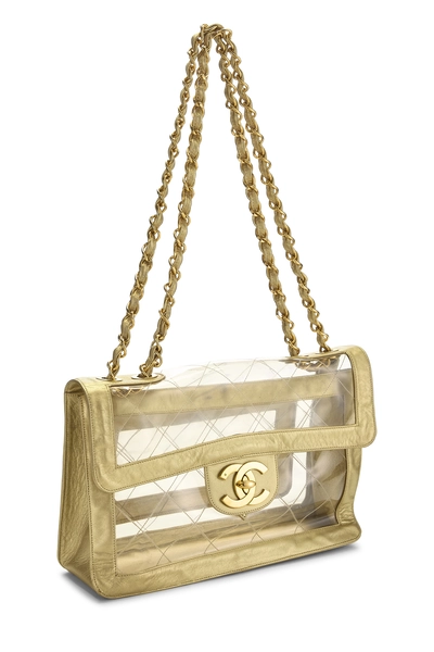 Gold PVC Flap Bag, , large