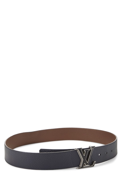 Black Reversible Taurillon Initiales Reversible Belt 85, , large