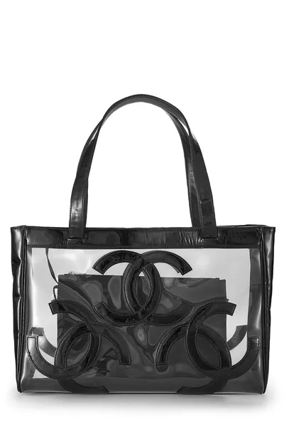 Black Leather & Vinyl 3 'CC' Tote Medium