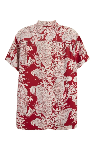 Red Graphic Hoaloha Hawaiian Shirt, , large