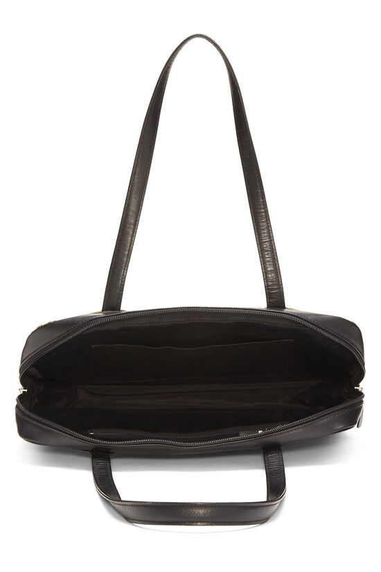 Black Leather & Check Canvas Handbag Medium, , large image number 3