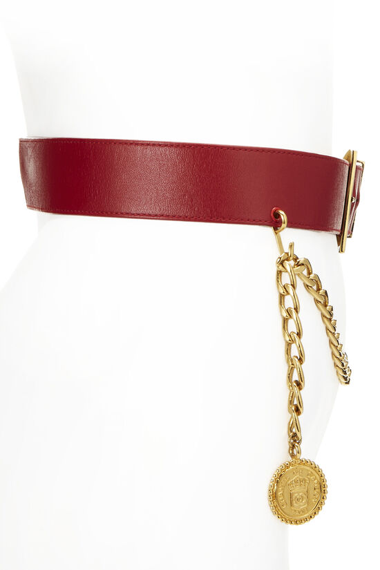 Red Leather Waist Belt 85, , large image number 2