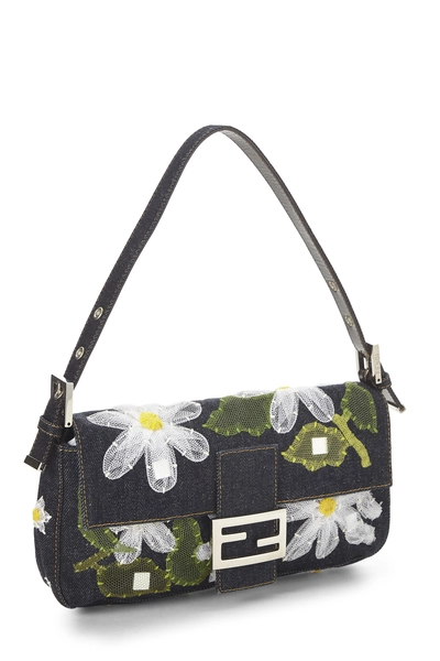 Navy Denim Embellished Baguette, , large