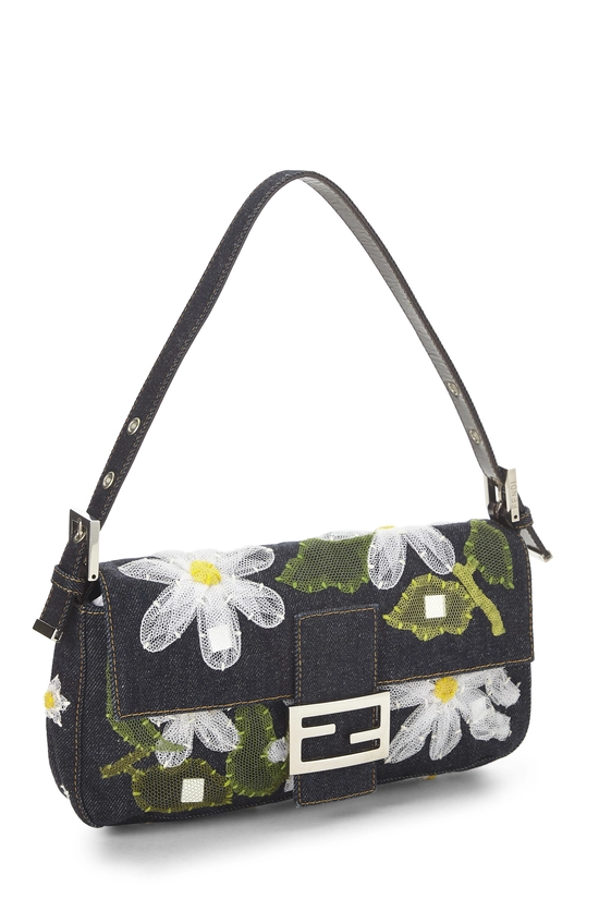 Navy Denim Embellished Baguette, , large image number 1