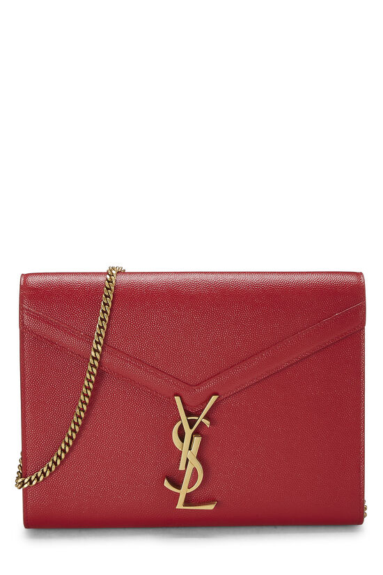 Red Grainy Leather Cassandra Wallet on Chain (WOC), , large image number 0