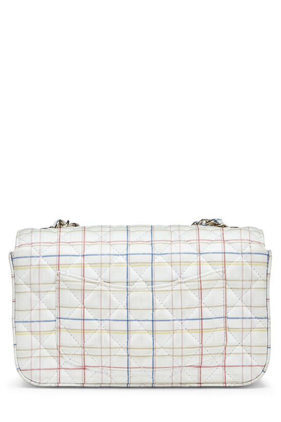 White & Multicolor Striped Quilted Lambskin Rectangular Flap Small, , large image number 3