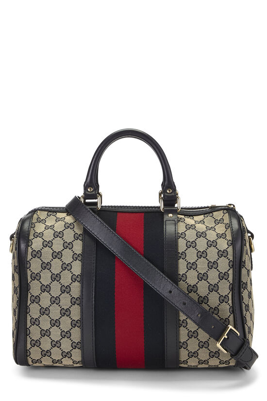 Navy Original GG Canvas Vintage Web Boston Bag Medium, , large image number 3