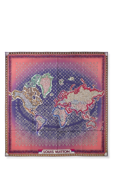 Multicolor Monogram Map Silk Scarf