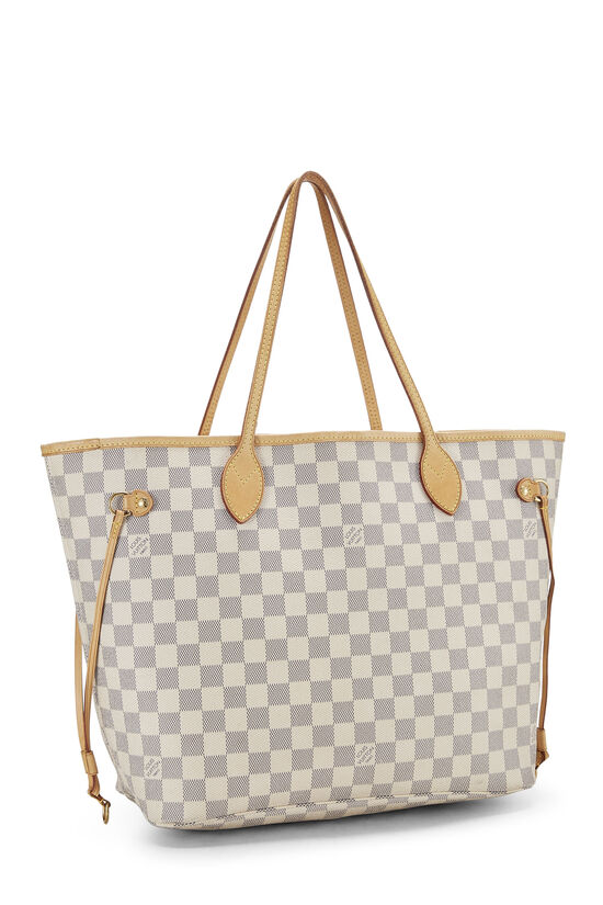 Louis Vuitton Neverfull MM Damier Azur White Shoulder Bag