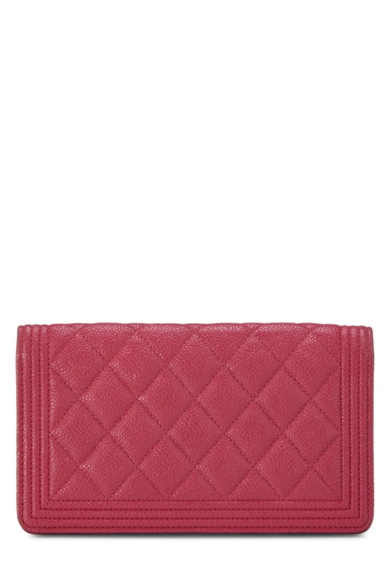 Red Quilted Caviar Boy Long Wallet, , large image number 2