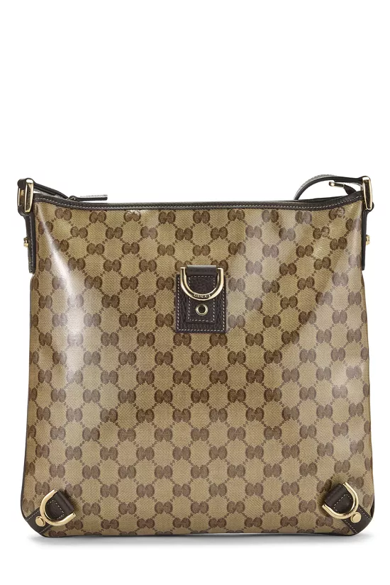 Brown Crystal Canvas D-Ring Abbey Messenger, , large image number 0