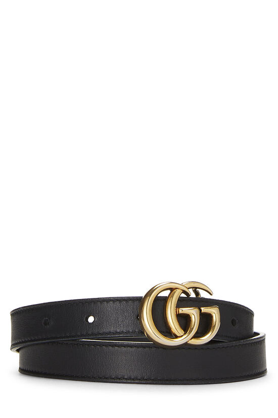 Black Leather GG Marmont Thin Belt, , large image number 0