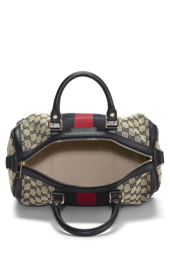 Navy Original GG Canvas Vintage Web Boston Bag Medium, , large image number 5