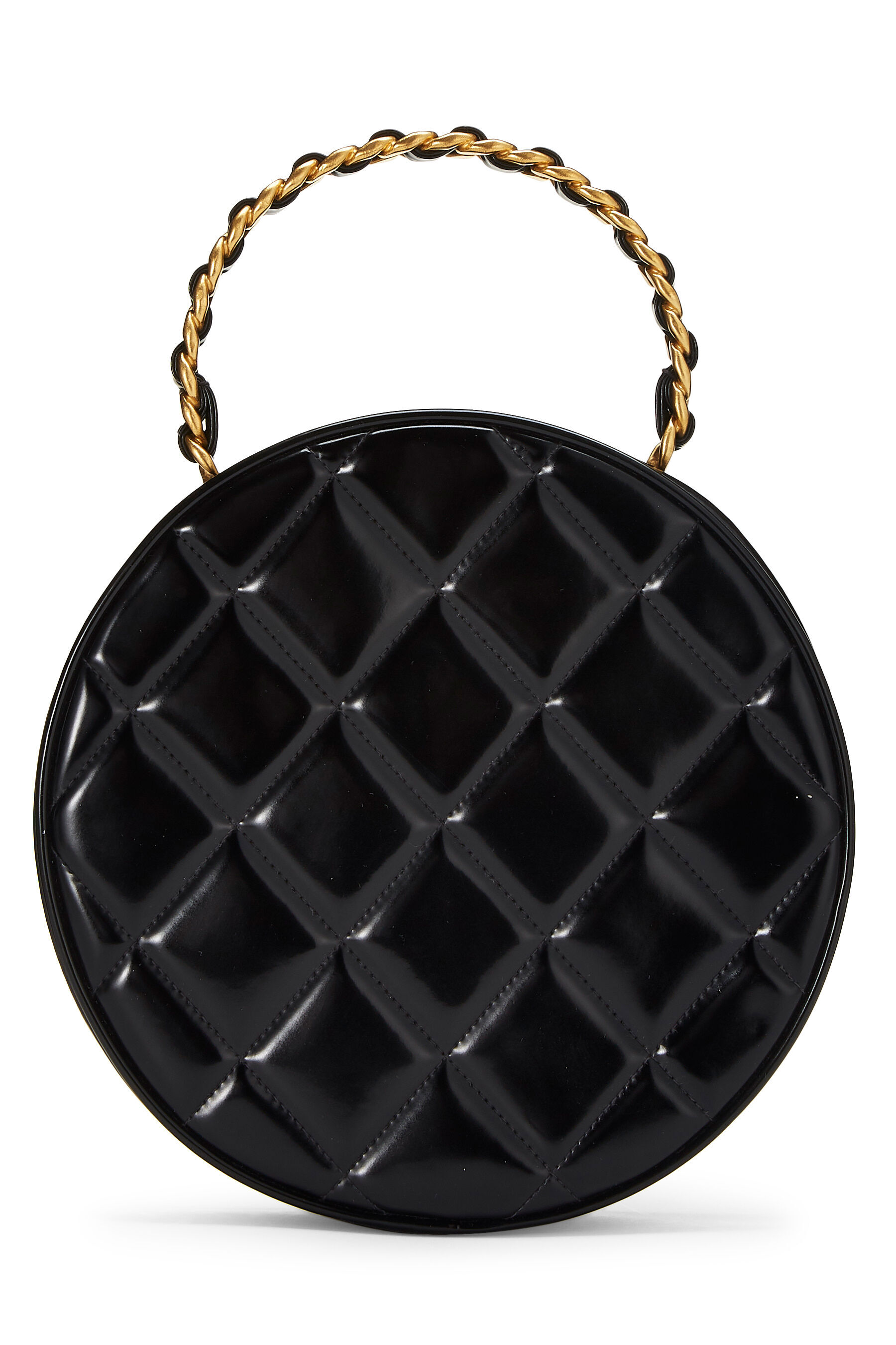 CHANEL Black Caviar Leather Mini Round Purse Vanity
